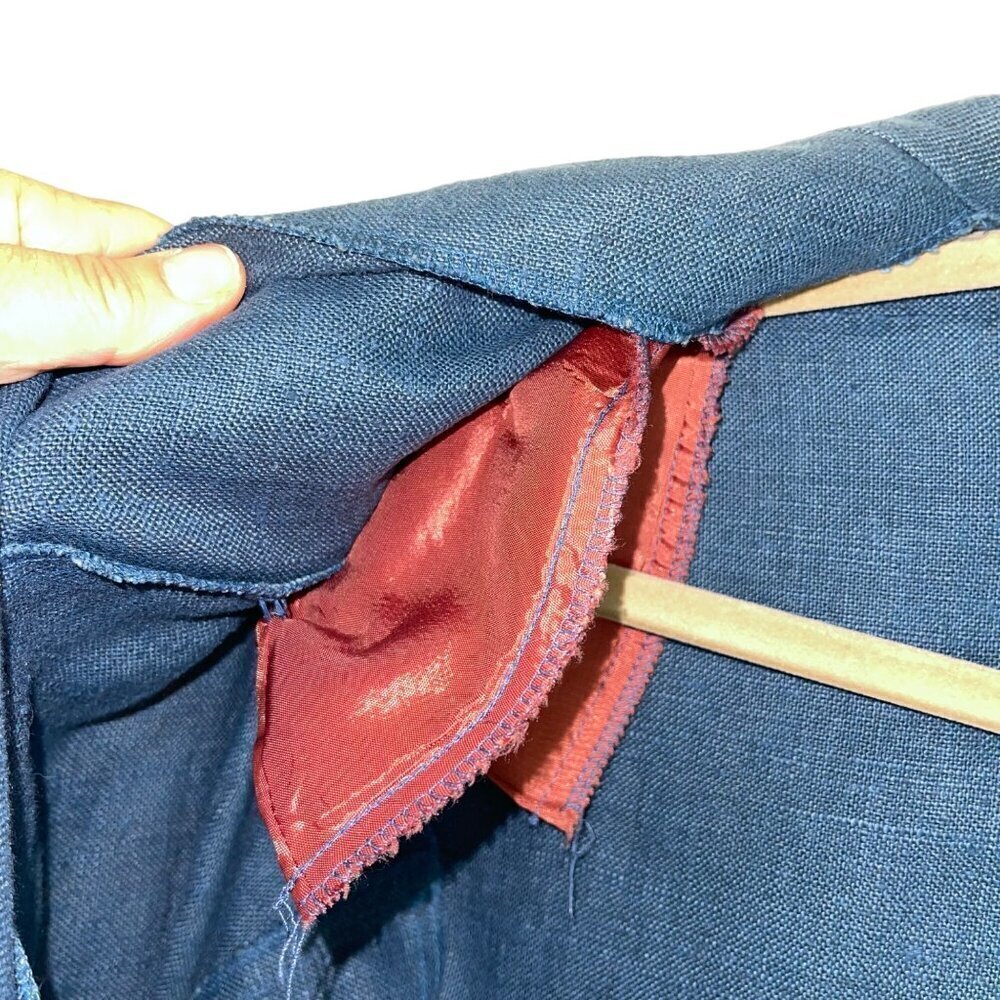 Finity Vintage 1980s Womens Blazer Size 12 Blue Pockets Pure Linen USA - Picture 8 of 10